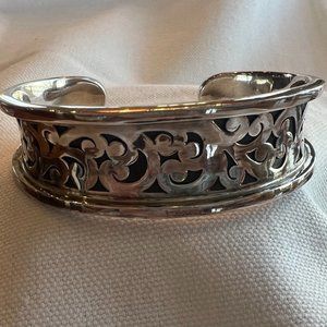 Lois Hill Sterling Silver 3/4" Cuff Bracelet Scrollwork Design